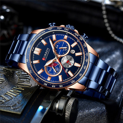 Waterproof Calendar Steel Quartz Watch