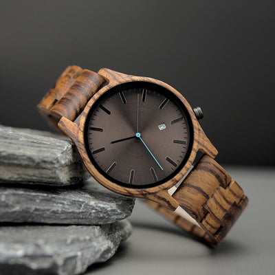 Wood Quartz Pointer Men Watch