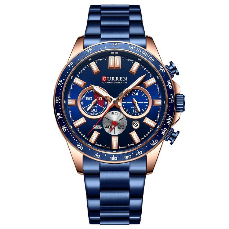 Waterproof Calendar Steel Quartz Watch