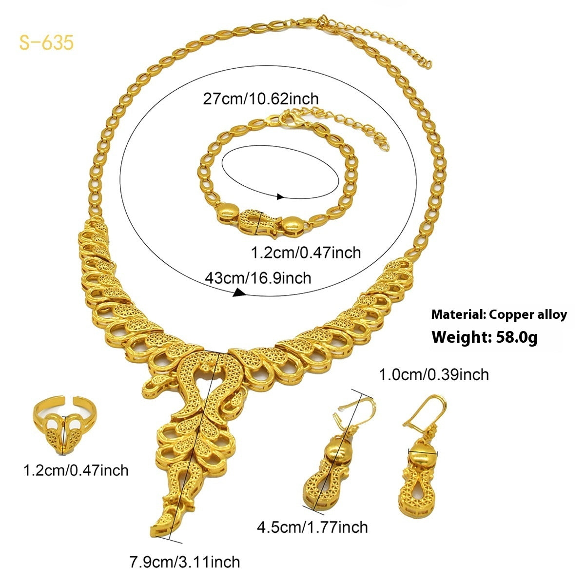 24K Gold Women's Bridal Jewelry Suit