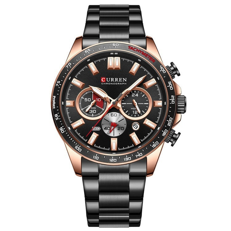 Waterproof Calendar Steel Quartz Watch