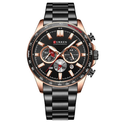 Waterproof Calendar Steel Quartz Watch