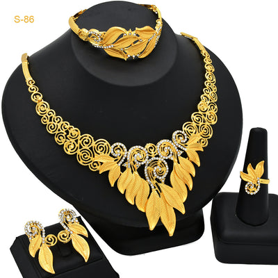 Women's Saudi Bridal Necklace Bracelet Earrings